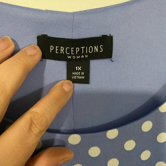 Perceptions - Blue and White Polka Dots Dress - Picture 5 of 12